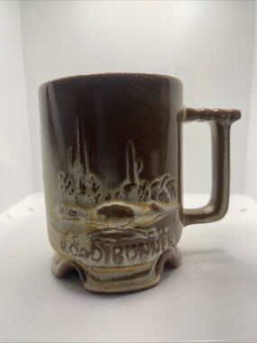 FRANKOMA Pottery ROADRUNNER Prairie COFFEE MUG CUP Vtg browns